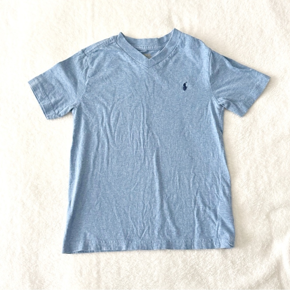 POLO RALPH LAUREN Preppy Light Blue Boys V-Neck TShirt